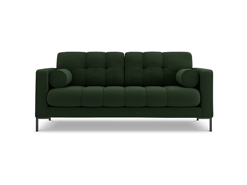 Cosmopolitan Design - 3-Sitzer Sofa "Bali" aus strukturiertem Stoff dunkelgrün - 177x92x75cm