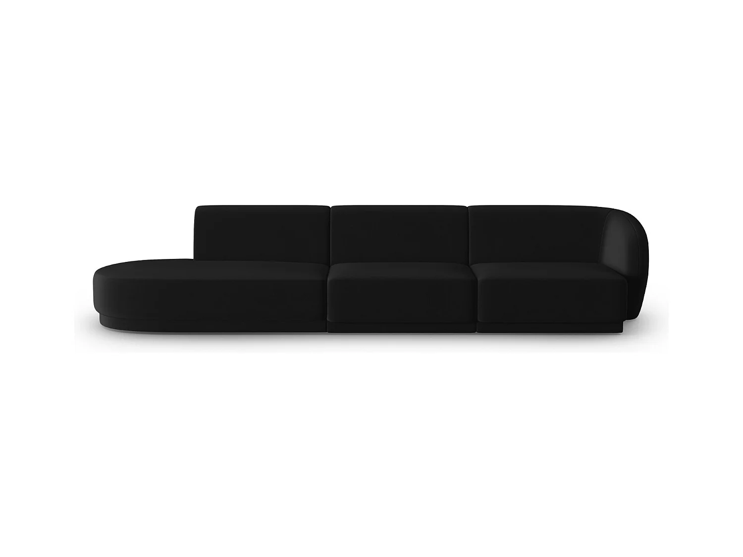 CXL by Christian Lacroix - Linker modulaire bank "Lionel" 4 zitplaatsen, Flueel, Zwart - 311x93x74cm