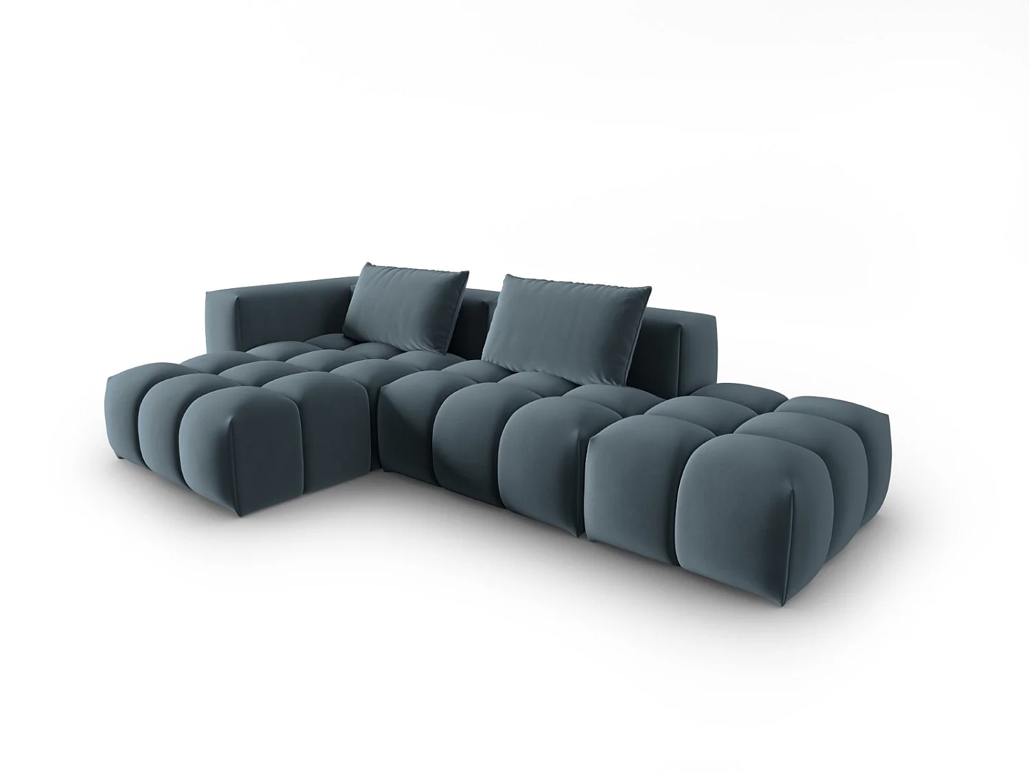 CXL by Christian Lacroix - Sofá modular de canto esquerdo "Lorella" 4 lugares em veludo azul pastel - 265x145x70cm