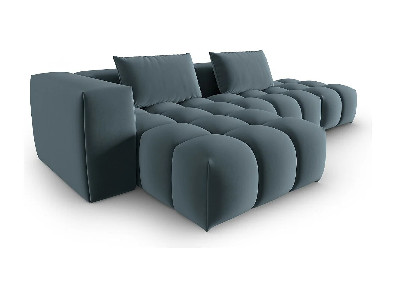 CXL by Christian Lacroix - Sofá modular de canto esquerdo "Lorella" 4 lugares em veludo azul pastel - 265x145x70cm