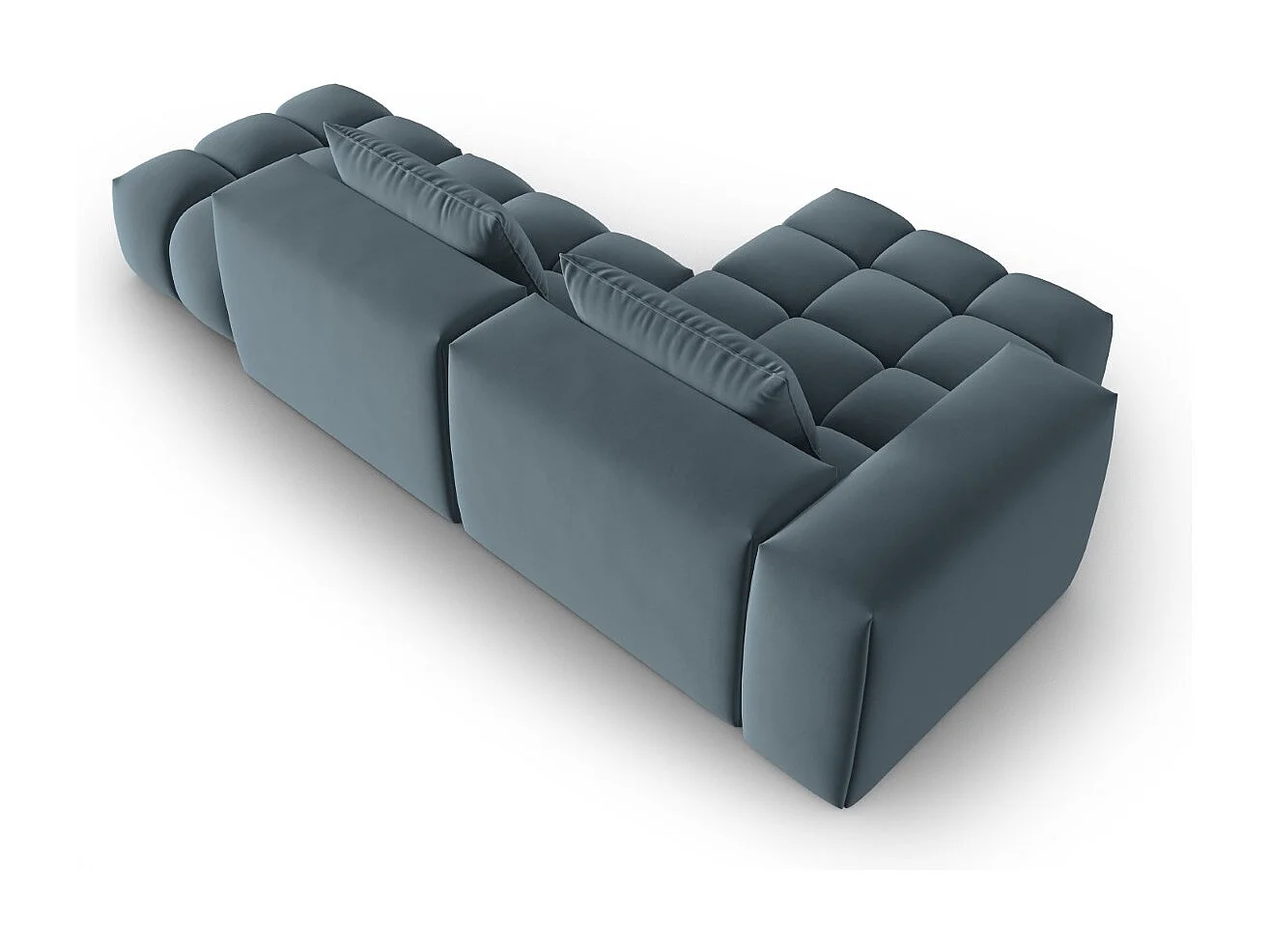 CXL by Christian Lacroix - Sofá modular de canto esquerdo "Lorella" 4 lugares em veludo azul pastel - 265x145x70cm