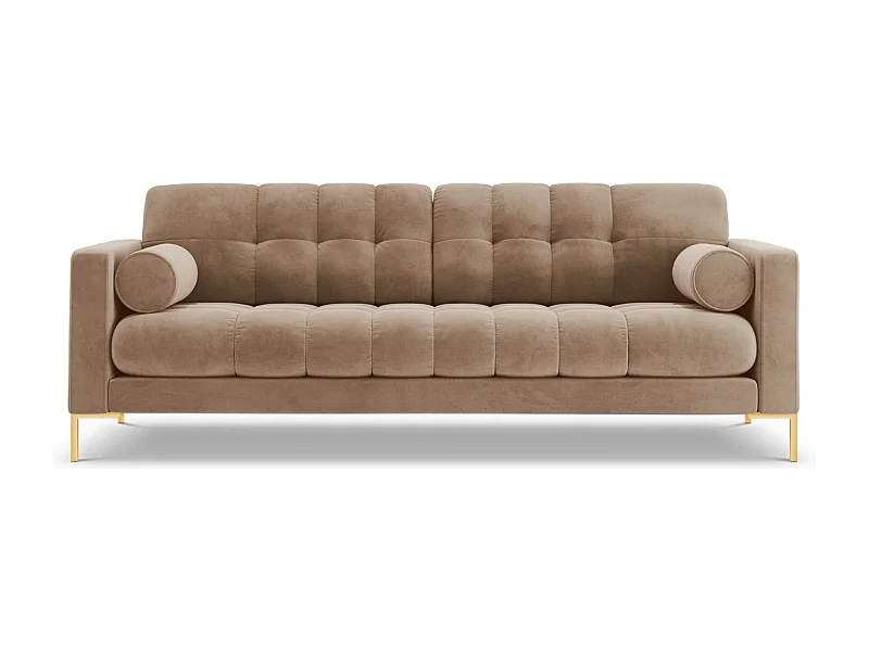 Cosmopolitan Design - Sofá "Bali" 4 plazas de terciopelo beige - 217x92x75cm
