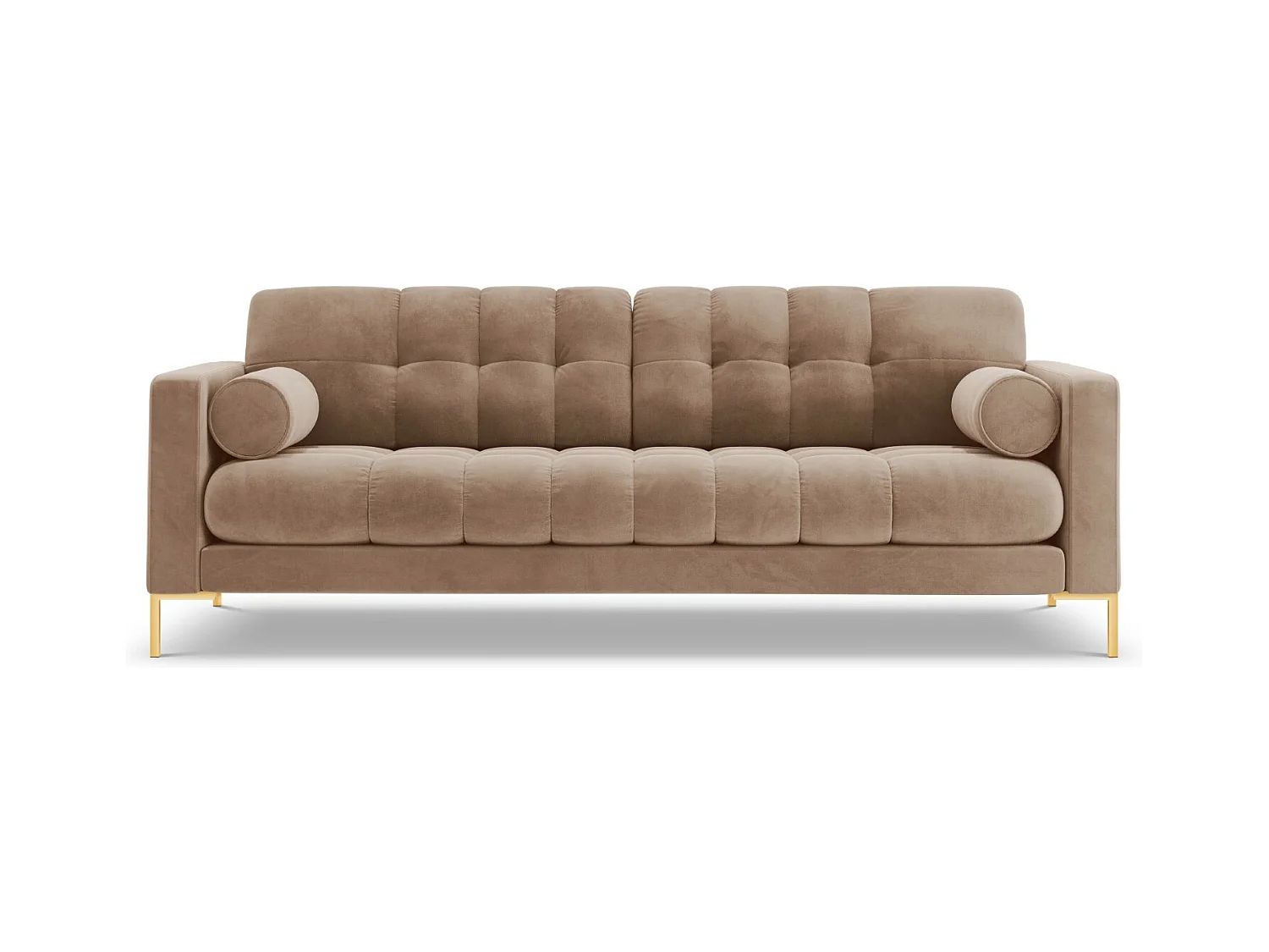Cosmopolitan Design - Canapé "Bali" 4 places en velours beige - 217x92x75cm