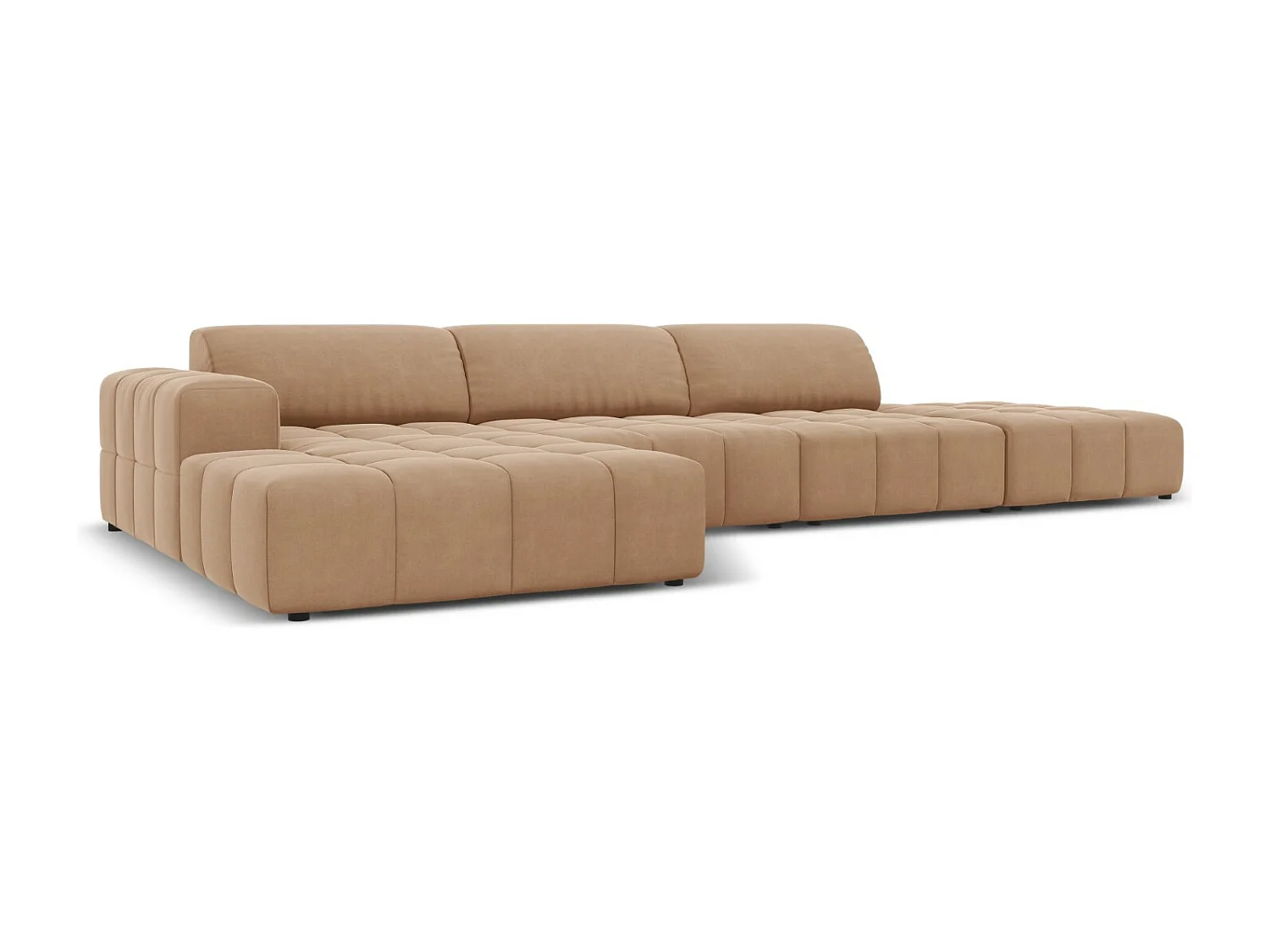 CXL by Christian Lacroix - Divano angolare sinistro "Luc" 5 posti in velluto beige scuro - 341x166x70cm