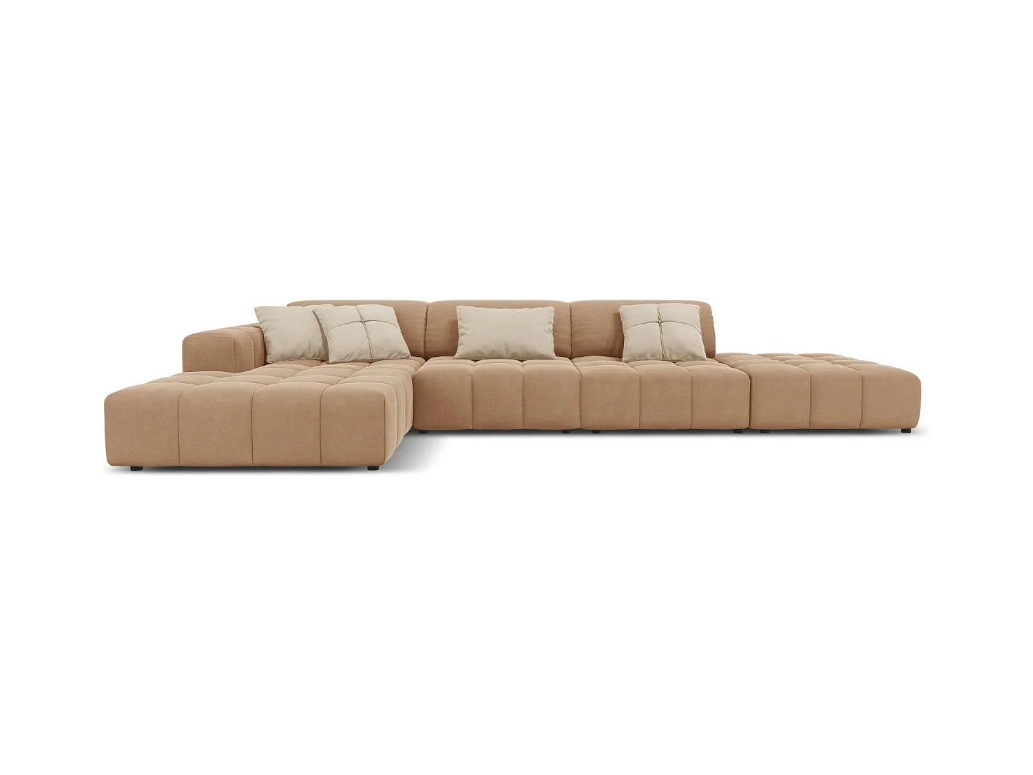 CXL by Christian Lacroix - Linker hoekbank "Luc" 5 zitplaatsen, Flueel, Donkerbeige - 341x166x70cm