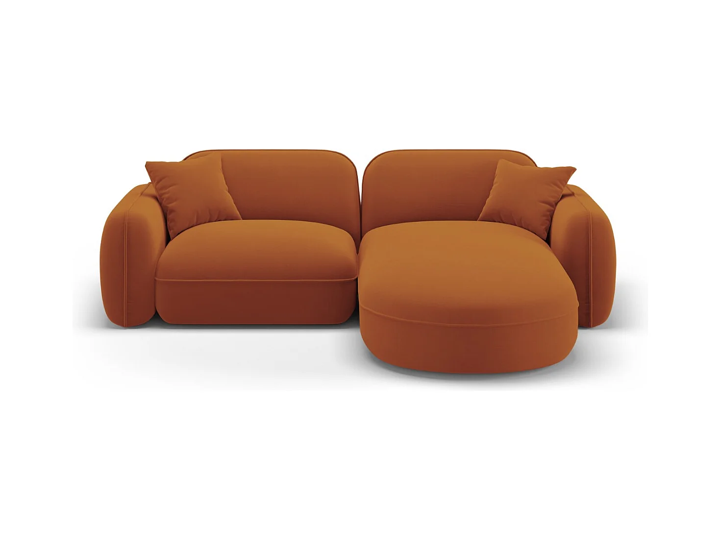 CXL by Christian Lacroix - Modulaire hoekbank rechts "Lucien" 3 zitplaatsen, Flueel, Terracotta - 230x165x70cm
