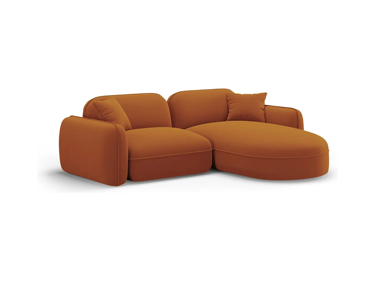 CXL by Christian Lacroix - Canapé d'angle droit modulable "Lucien" 3 places en velours terracotta - 230x165x70cm