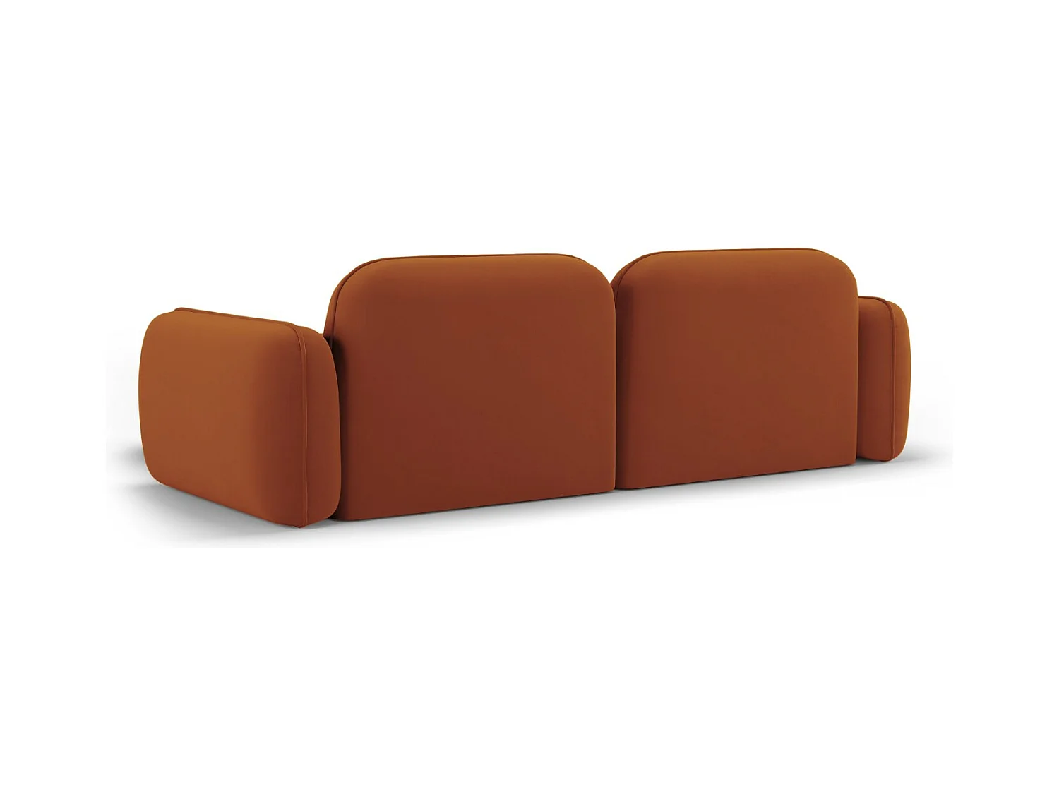 CXL by Christian Lacroix - Canapé d'angle droit modulable "Lucien" 3 places en velours terracotta - 230x165x70cm