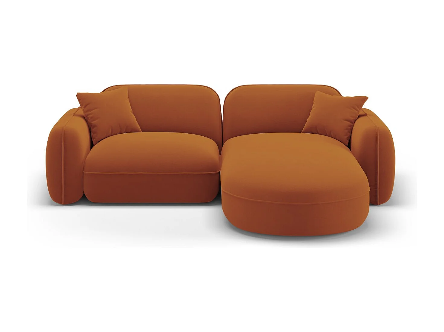 CXL by Christian Lacroix - Sofá modular de canto direito "Lucien" 3 lugares em veludo terracota - 230x165x70cm