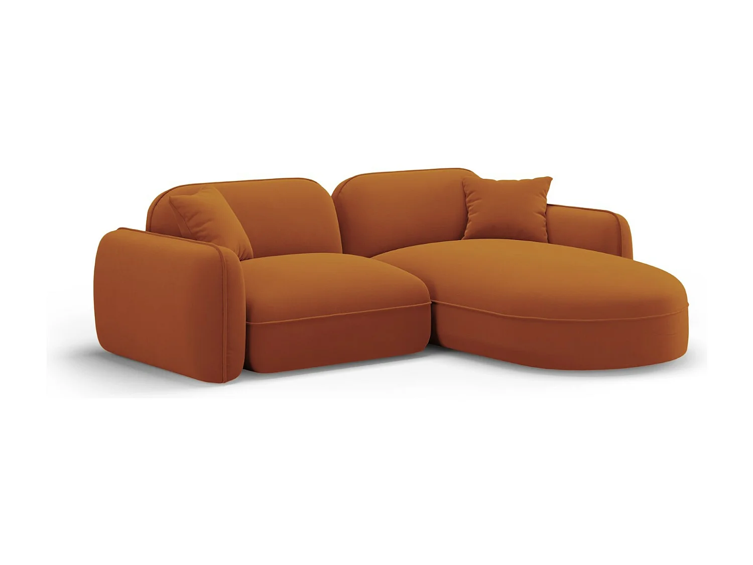 CXL by Christian Lacroix - Sofá modular de canto direito "Lucien" 3 lugares em veludo terracota - 230x165x70cm