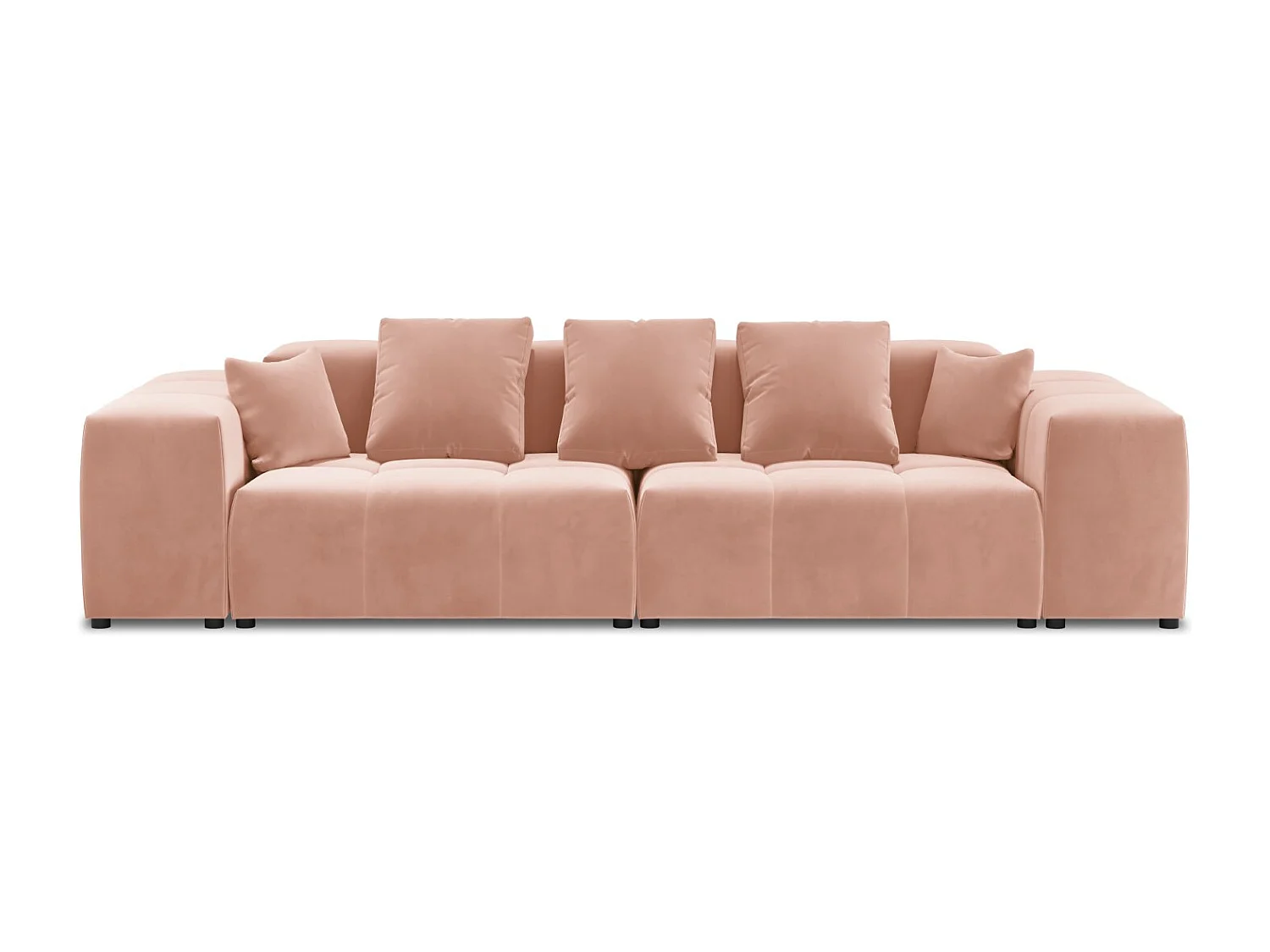 Cosmopolitan Design - Canapé modulable "Rome" 3 places en velours rose - 320x120x75cm