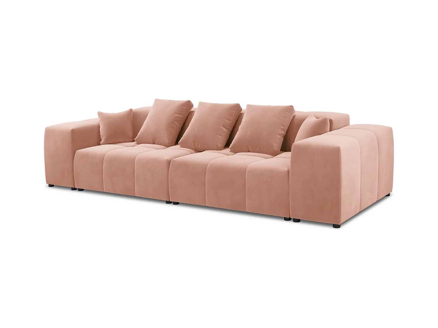 Cosmopolitan Design - Modulaire bank "Rome" 3 zitplaatsen, Flueel, Roze - 320x120x75cm