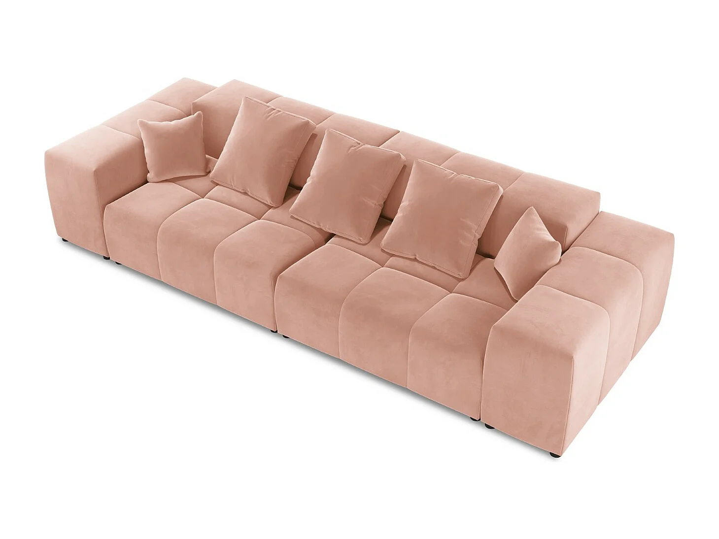 Cosmopolitan Design - Sofá modular "Rome" 3 lugares em veludo rosa - 320x120x75cm