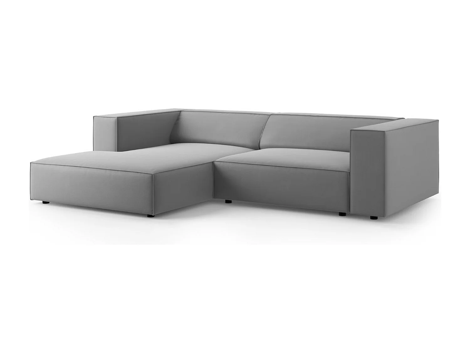 Cosmopolitan Design - Divano angolare sinistro "Arendal" 3 posti in velluto grigio chiaro - 224x166x70cm