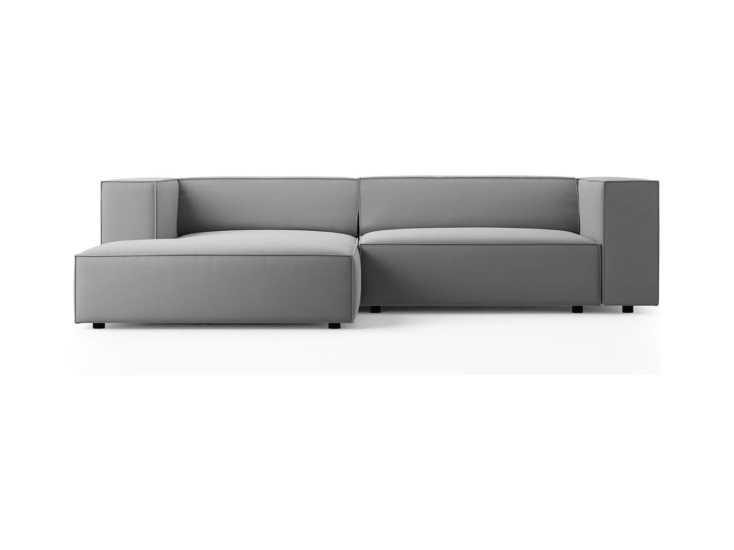 Cosmopolitan Design - Canapé d'angle gauche "Arendal" 3 places en velours gris clair - 224x166x70cm