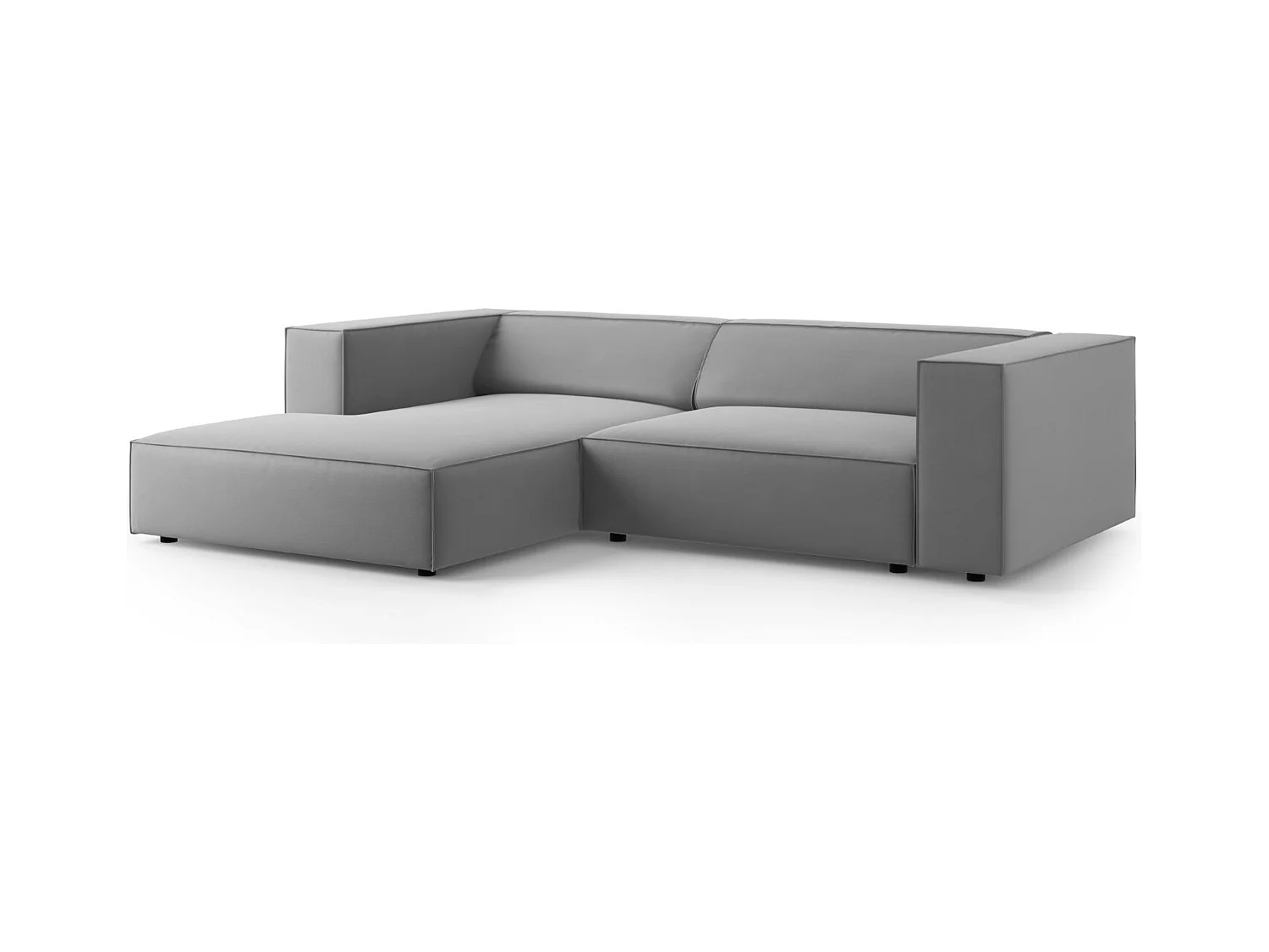 Cosmopolitan Design - Canapé d'angle gauche "Arendal" 3 places en velours gris clair - 224x166x70cm