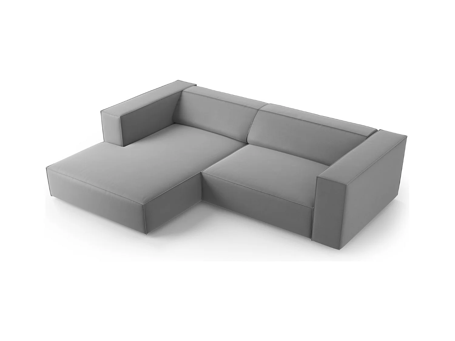 Cosmopolitan Design - Canapé d'angle gauche "Arendal" 3 places en velours gris clair - 224x166x70cm