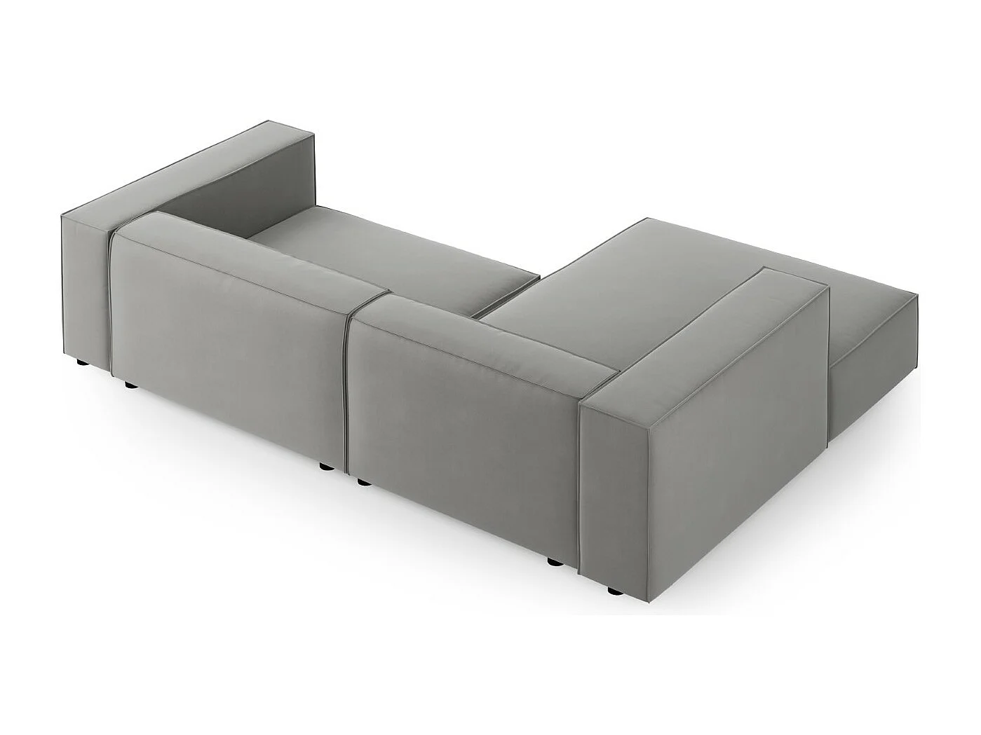 Cosmopolitan Design - Sofá de canto esquerdo "Arendal" 3 lugares em veludo cinza claro - 224x166x70cm