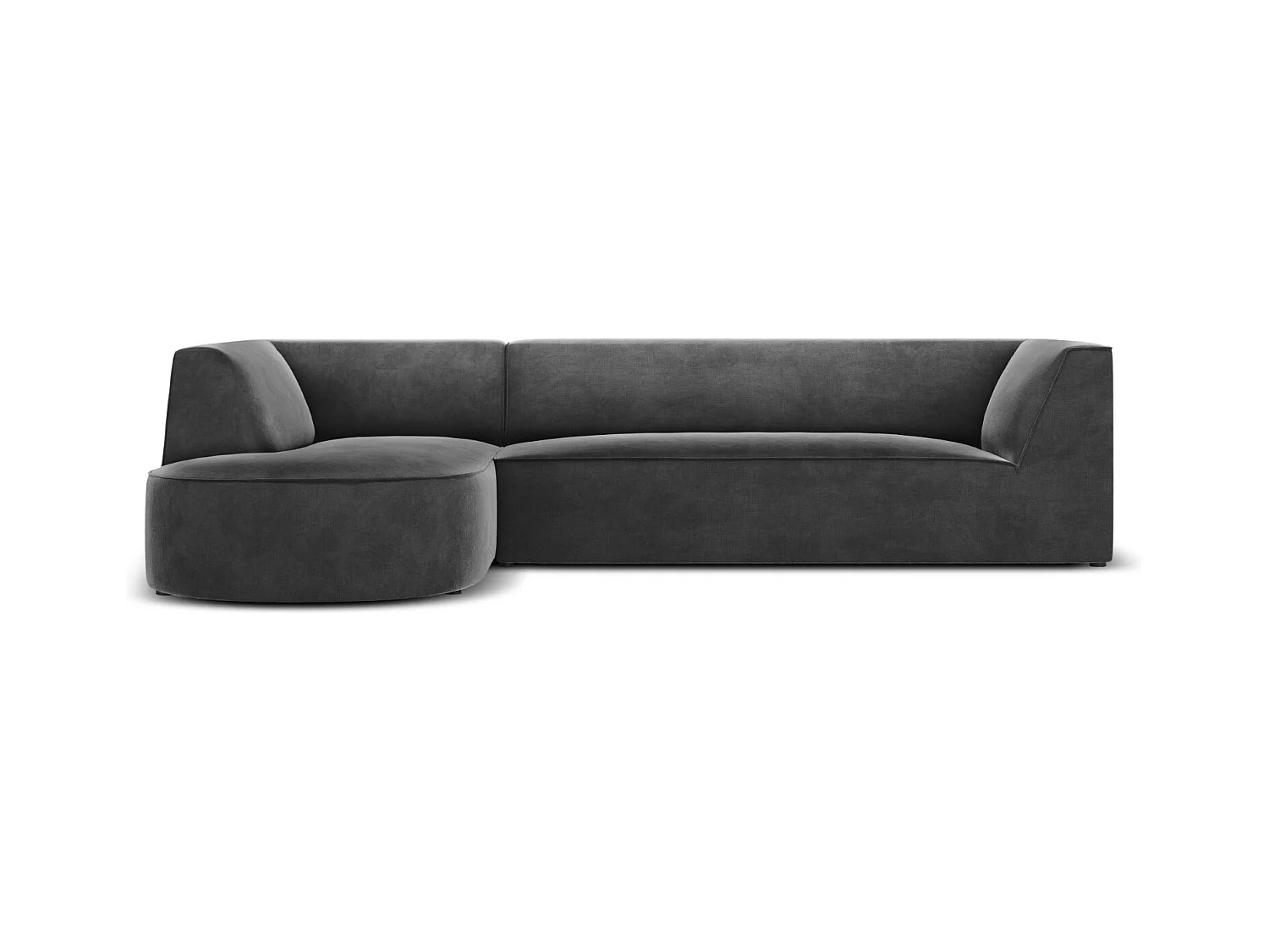 CXL by Christian Lacroix - Canapé d'angle gauche "Charles" 4 places en velours gris foncé - 273x180x69cm