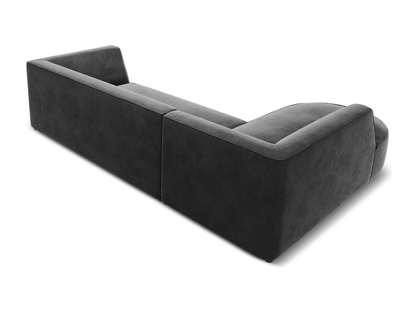 CXL by Christian Lacroix - Sofá de canto esquerdo "Charles" 4 lugares em veludo cinza escuro - 273x180x69cm