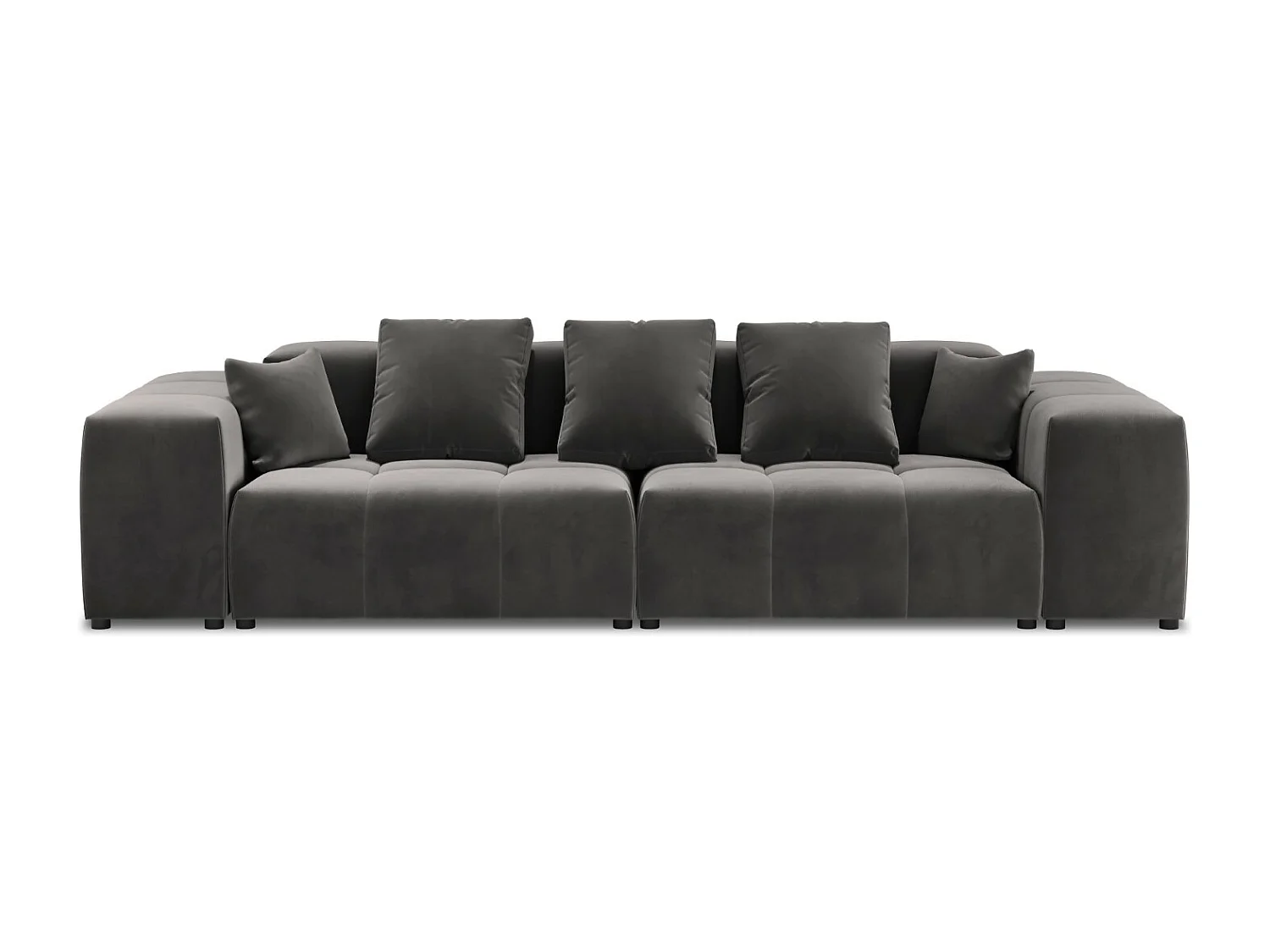 Cosmopolitan Design - Canapé modulable "Rome" 3 places en velours gris foncé - 320x120x75cm