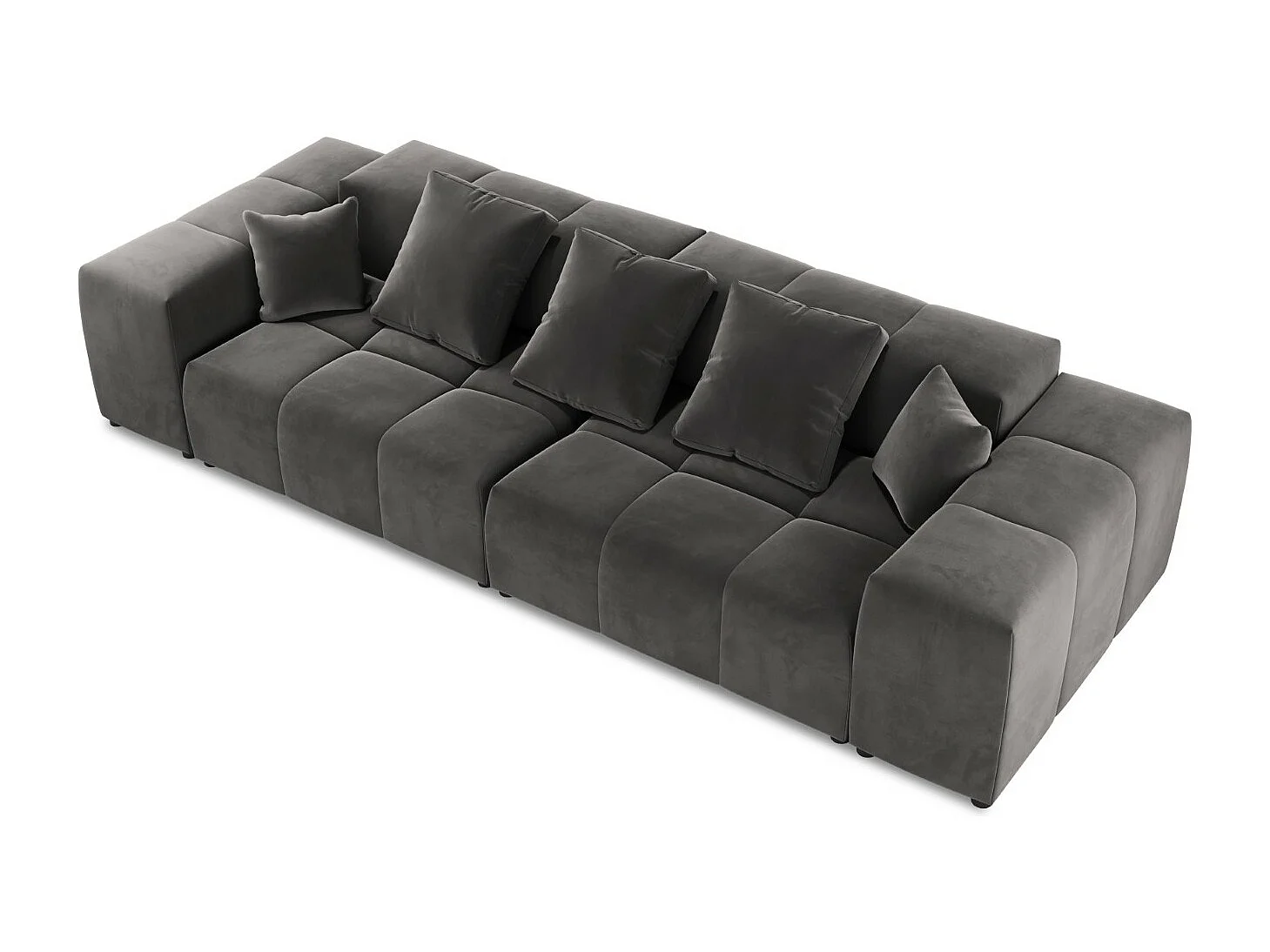 Cosmopolitan Design - Canapé modulable "Rome" 3 places en velours gris foncé - 320x120x75cm