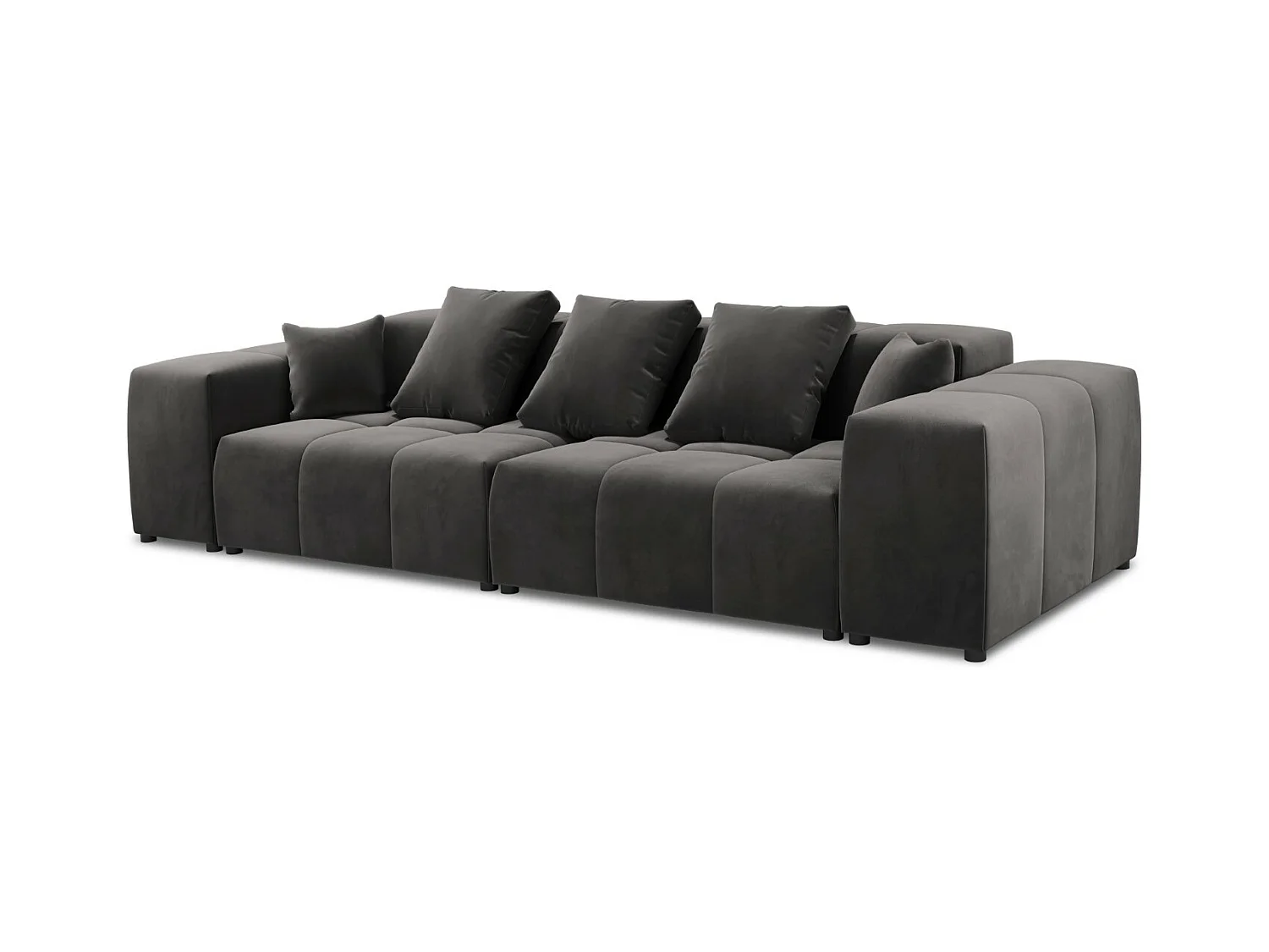 Cosmopolitan Design - Canapé modulable "Rome" 3 places en velours gris foncé - 320x120x75cm