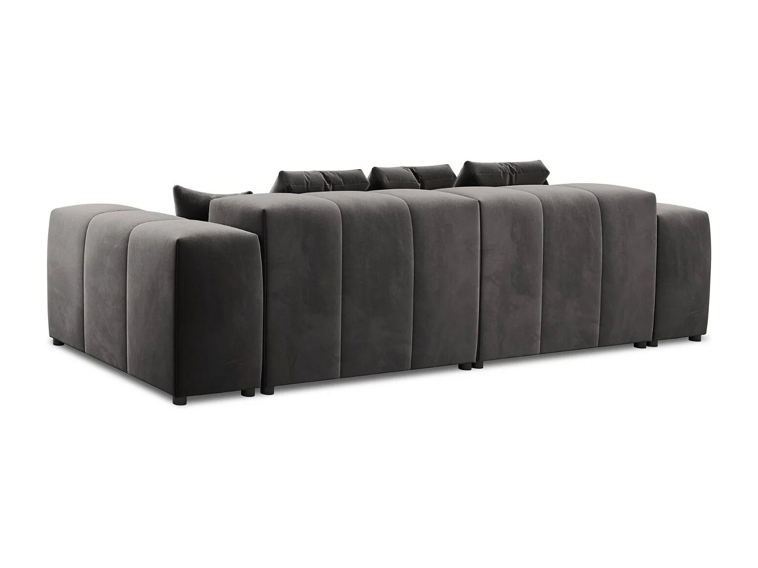 Cosmopolitan Design - Sofá modular "Rome" 3 lugares em veludo cinza escuro - 320x120x75cm