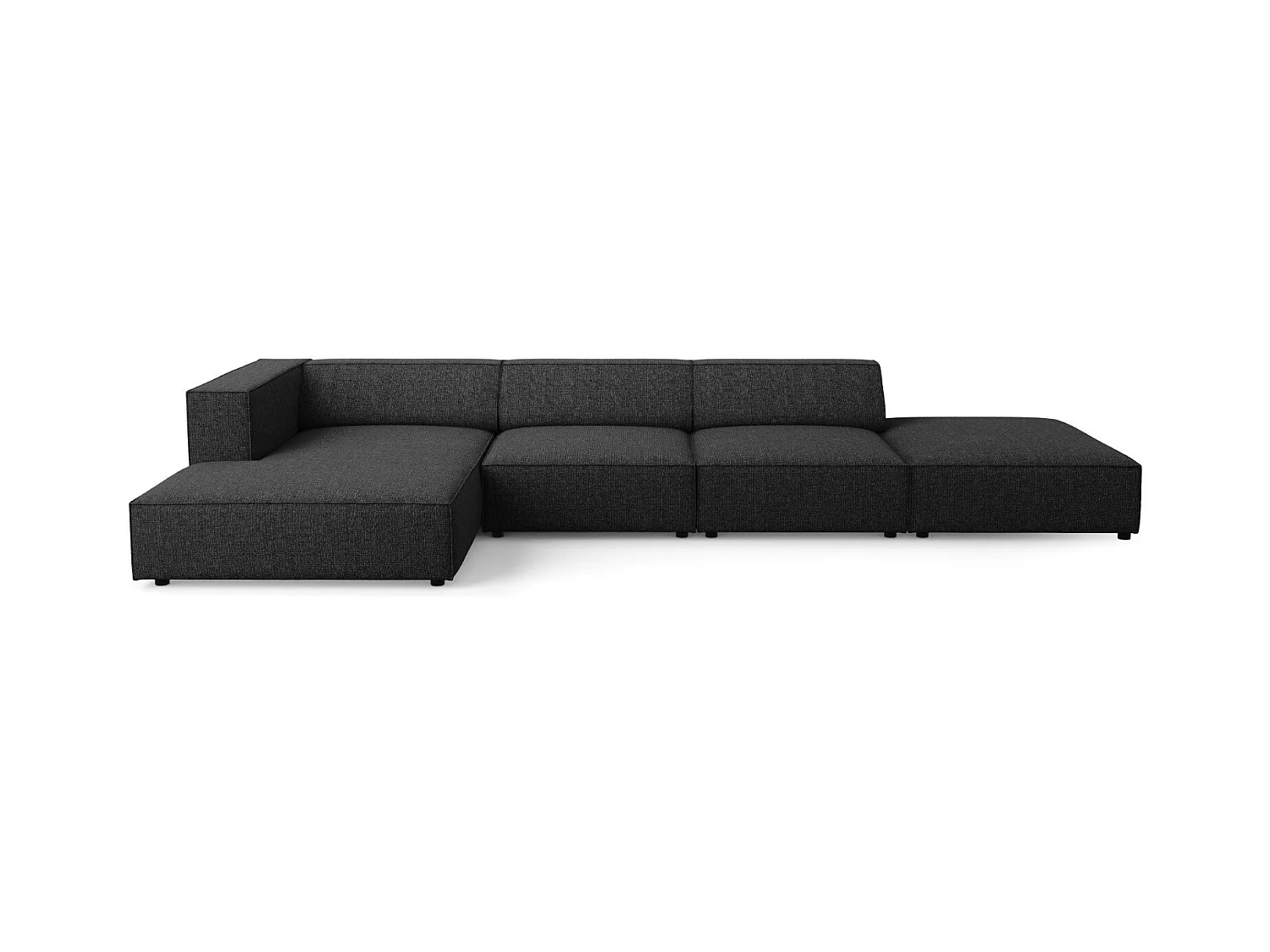 Cosmopolitan Design - Linker hoekbank "Arendal" 5 zitplaatsen, Chenille, Zwart - 341x166x70cm