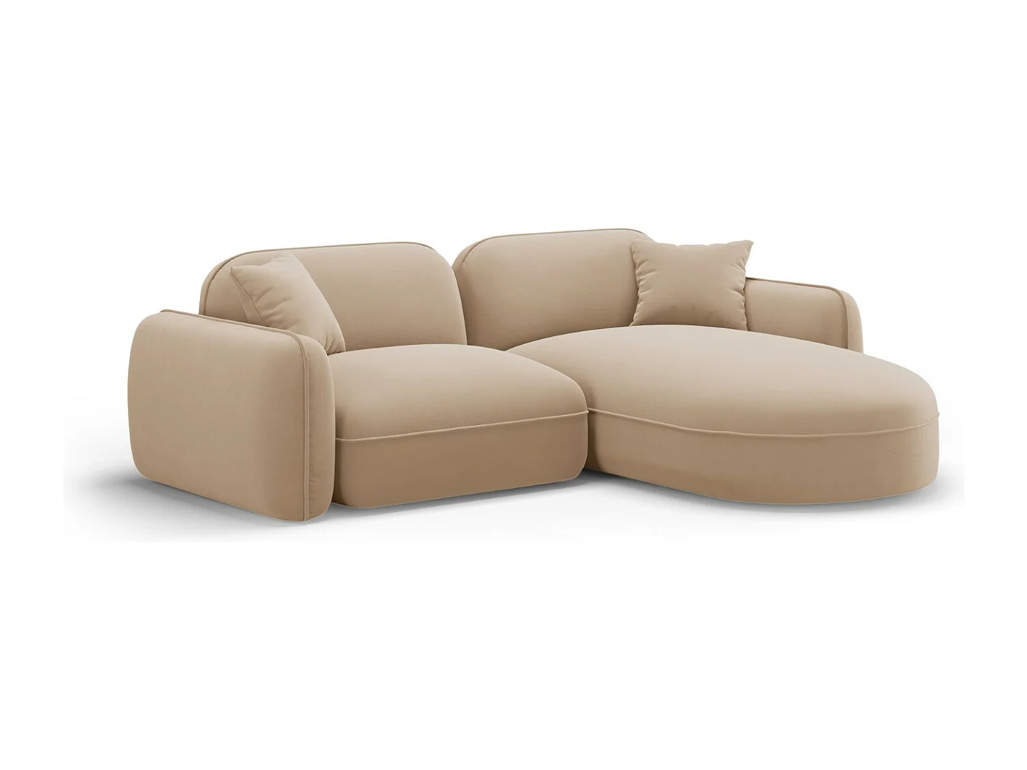 CXL by Christian Lacroix - Narożnik prawy panoramiczny, "Lucien" 3 miejsca welur, piasek - 230x165x70cm