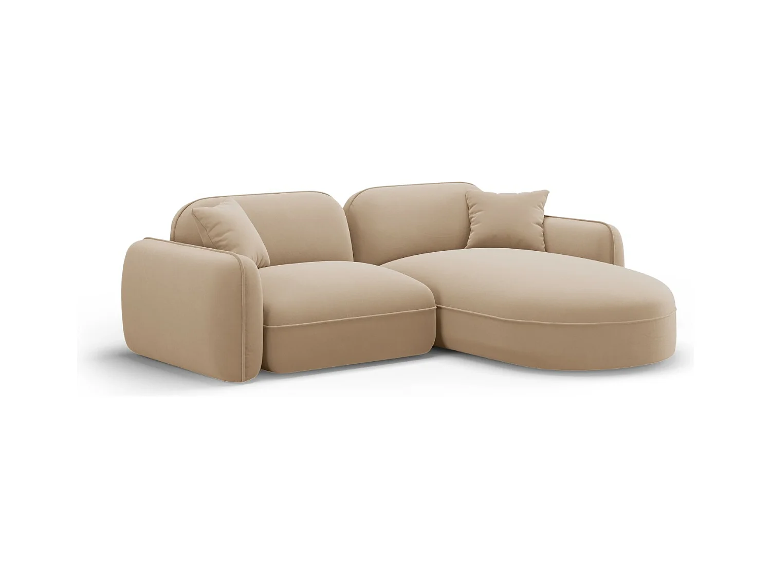 CXL by Christian Lacroix - Canapé d'angle droit modulable "Lucien" 3 places en velours le sable - 230x165x70cm