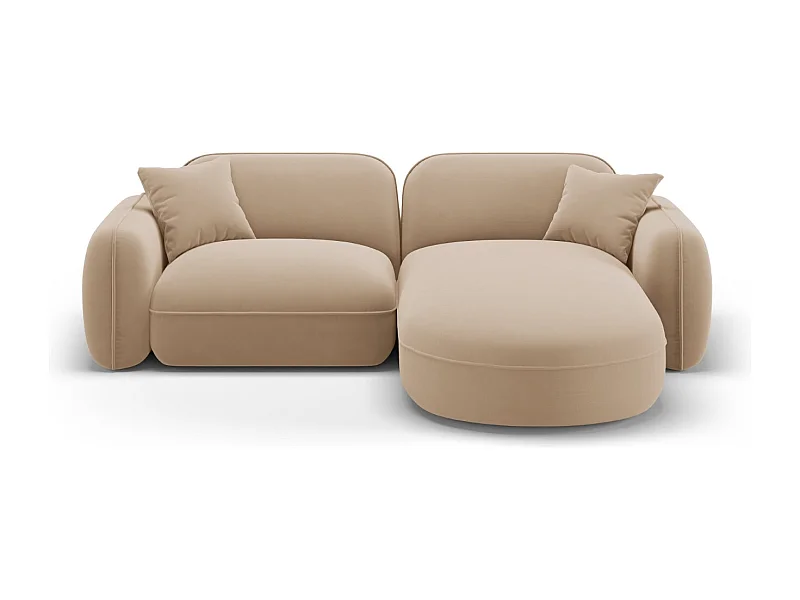 CXL by Christian Lacroix - Canapé d'angle droit modulable "Lucien" 3 places en velours le sable - 230x165x70cm