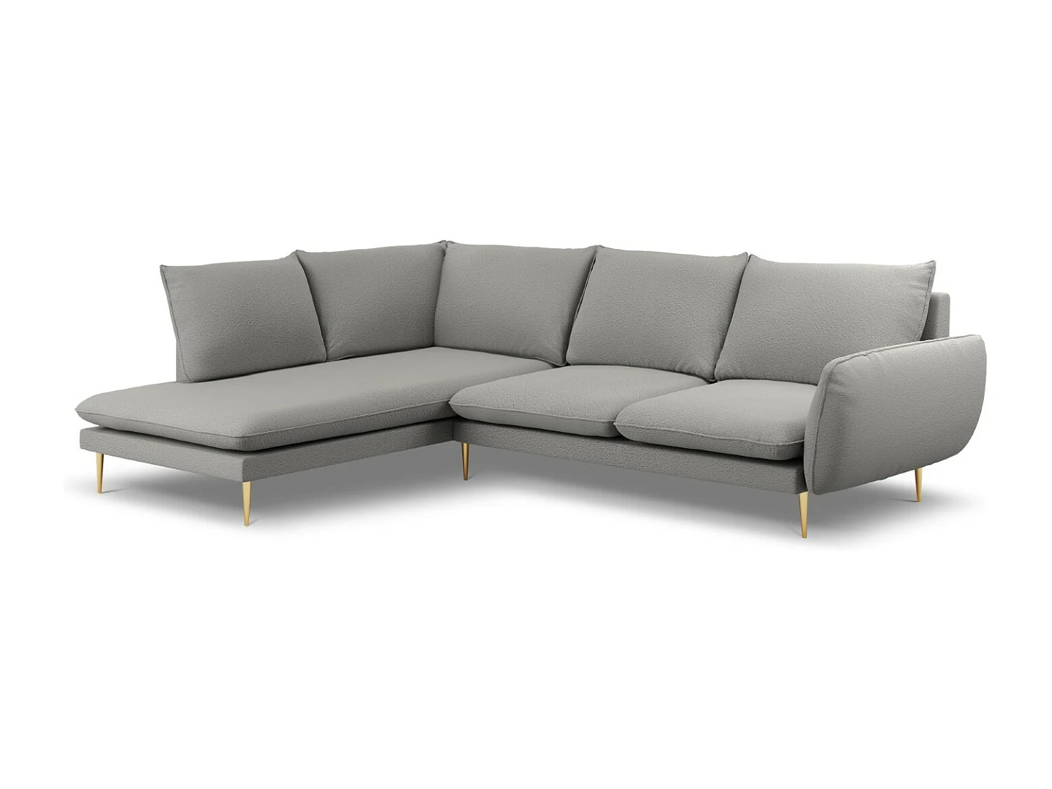 Cosmopolitan Design - 6-Sitzer Ecksofa links "Vienna" aus Boucle grau - 275x185x95cm