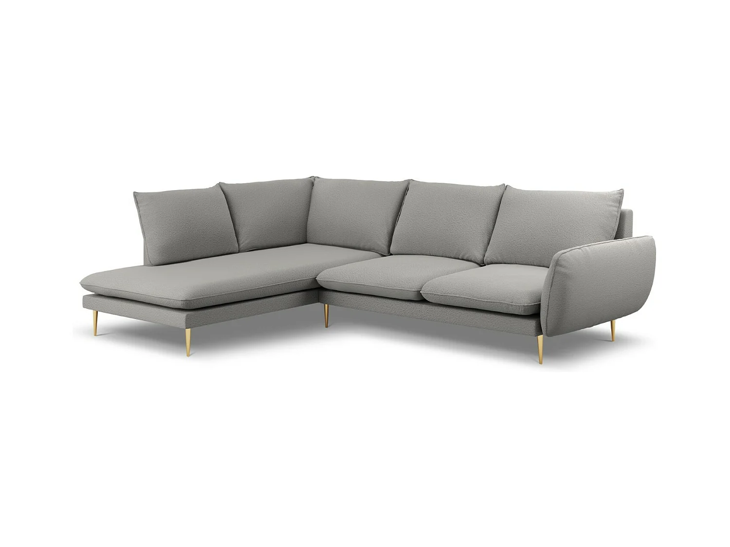 Cosmopolitan Design - Linker hoekbank "Vienna" 6 zitplaatsen, Boucle, Grijs - 275x185x95cm