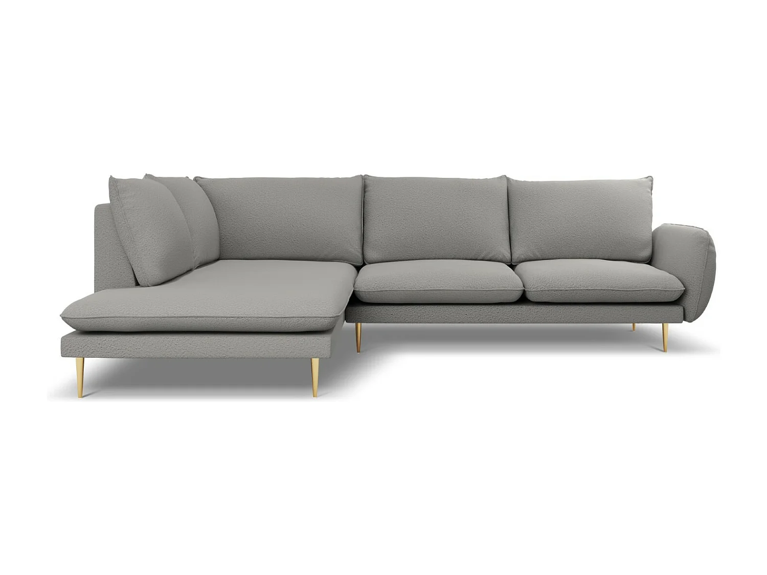 Cosmopolitan Design - Sofá de canto esquerdo "Vienna" 6 lugares em tecido bouclé cinza - 275x185x95cm