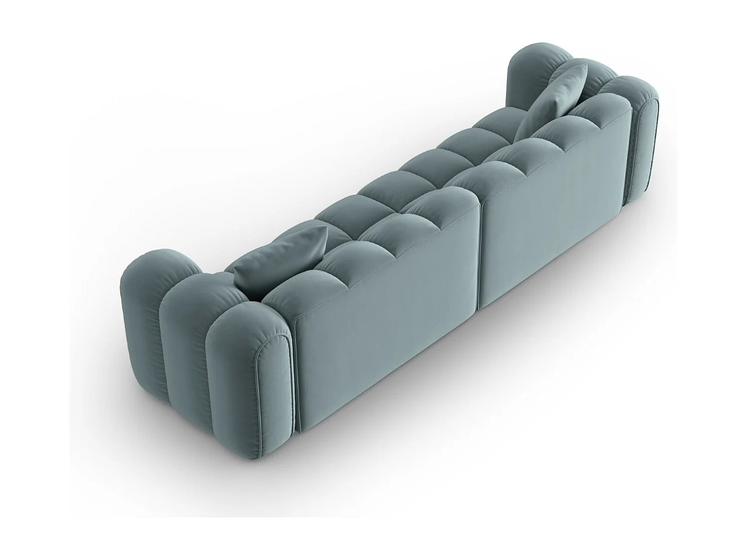 CXL by Christian Lacroix - Canapé modulable "Clotilde" 4 places en velours bleu clair - 298x94x70cm