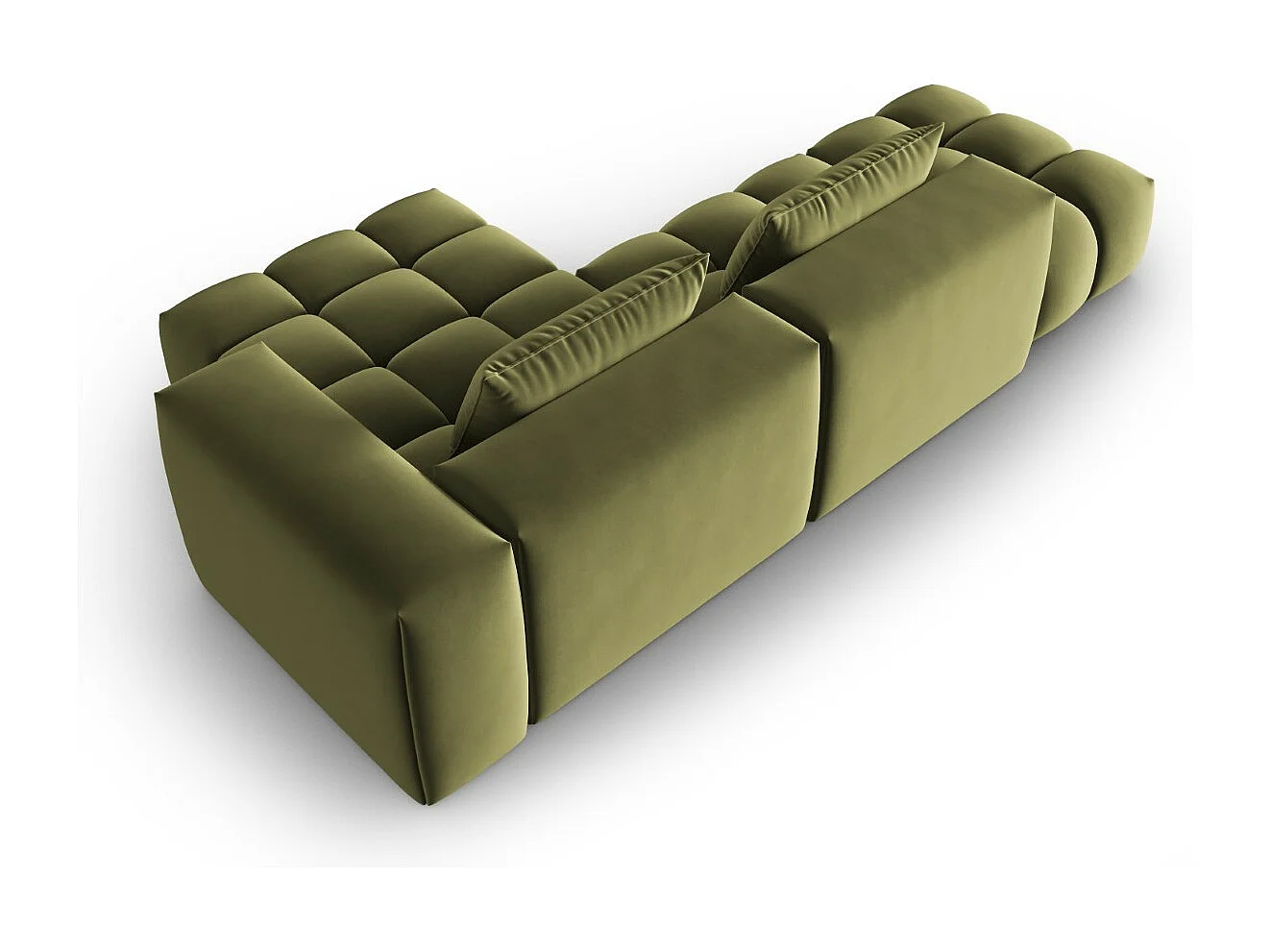 CXL by Christian Lacroix - Canapé d'angle droit modulable "Lorella" 4 places en velours vert clair - 265x145x70cm