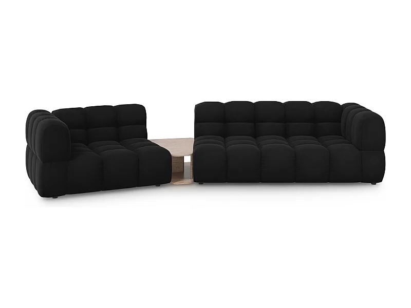 Cosmopolitan Design - 3-Sitzer modulares Sofa links "Sky" aus Samt schwarz - 353x148x75cm