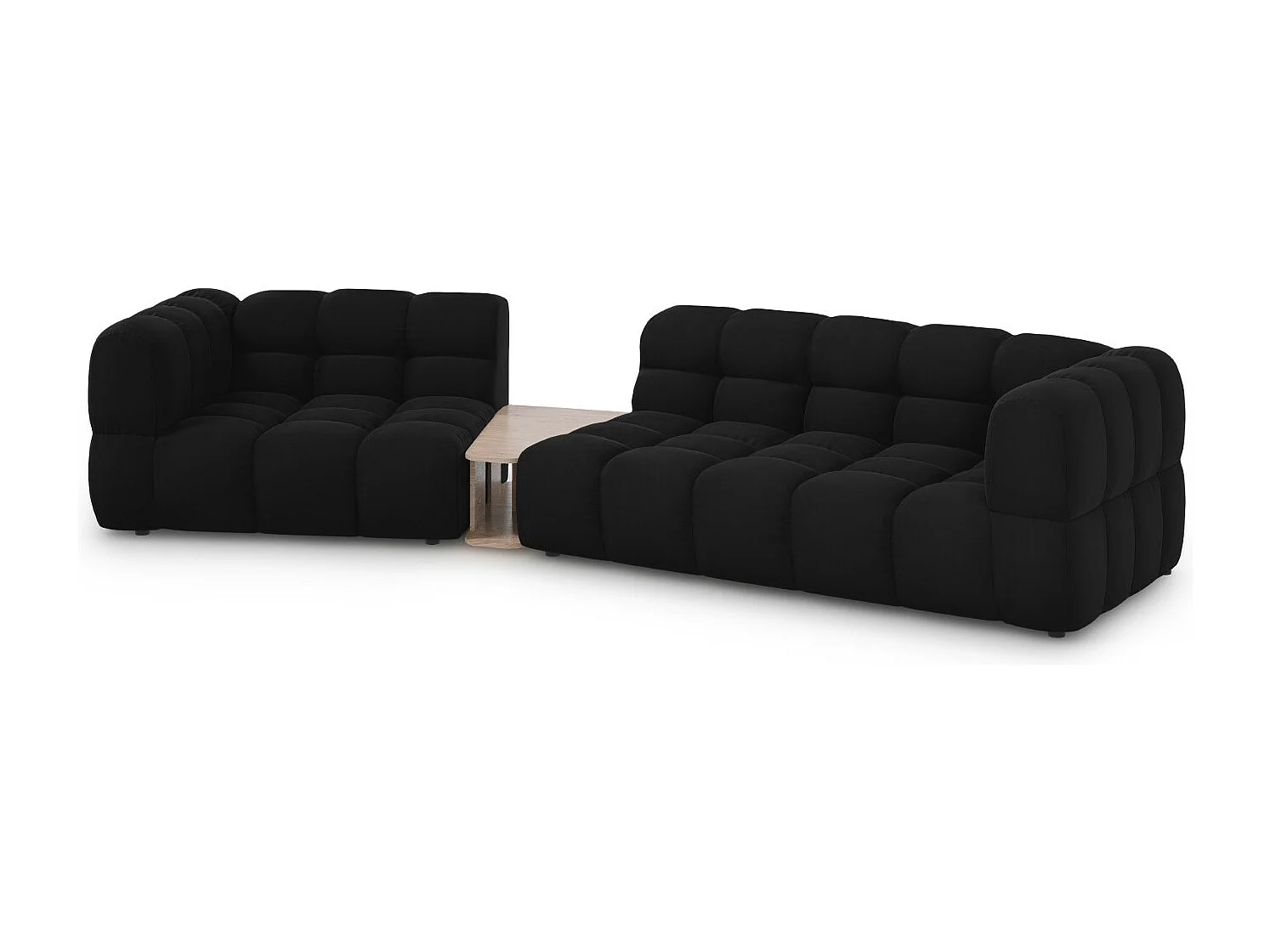 Cosmopolitan Design - 3-Sitzer modulares Sofa links "Sky" aus Samt schwarz - 353x148x75cm