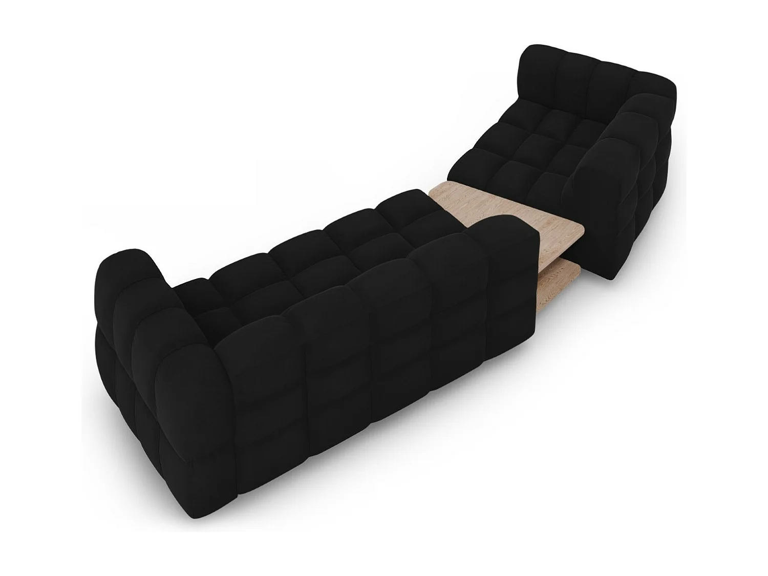 Cosmopolitan Design - Canapé modulable gauche "Sky" 3 places en velours noir - 353x148x75cm