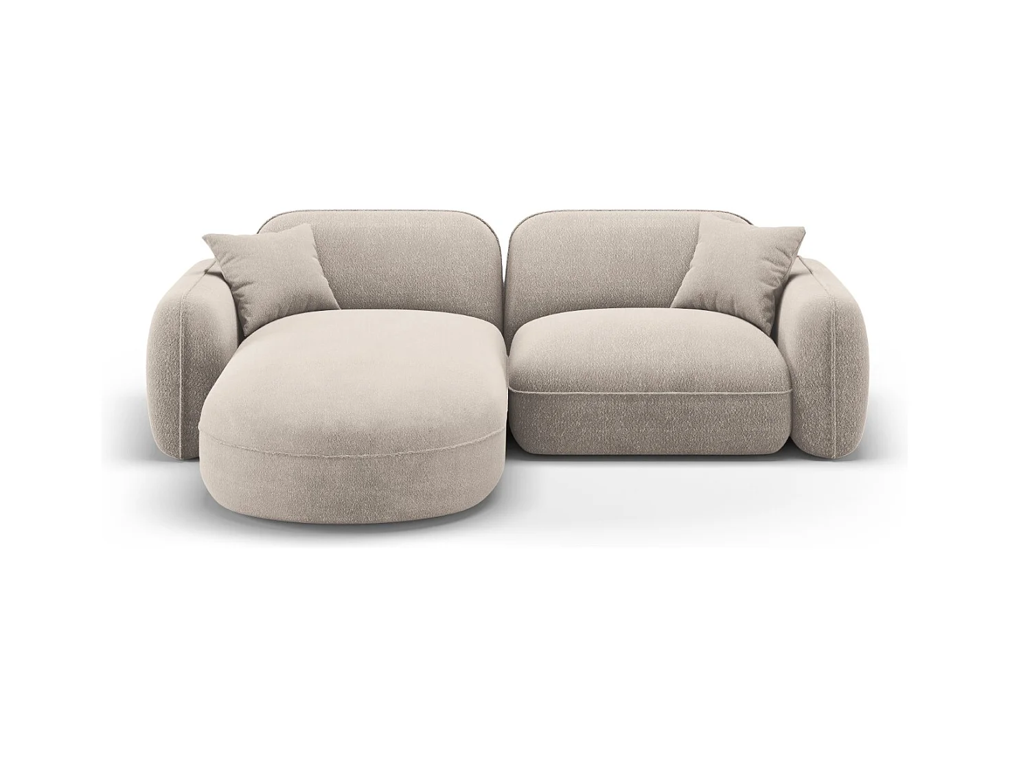 CXL by Christian Lacroix - Modulaire hoekbank links "Lucien" 3 zitplaatsen, Flueel, Donkerbeige - 230x165x70cm