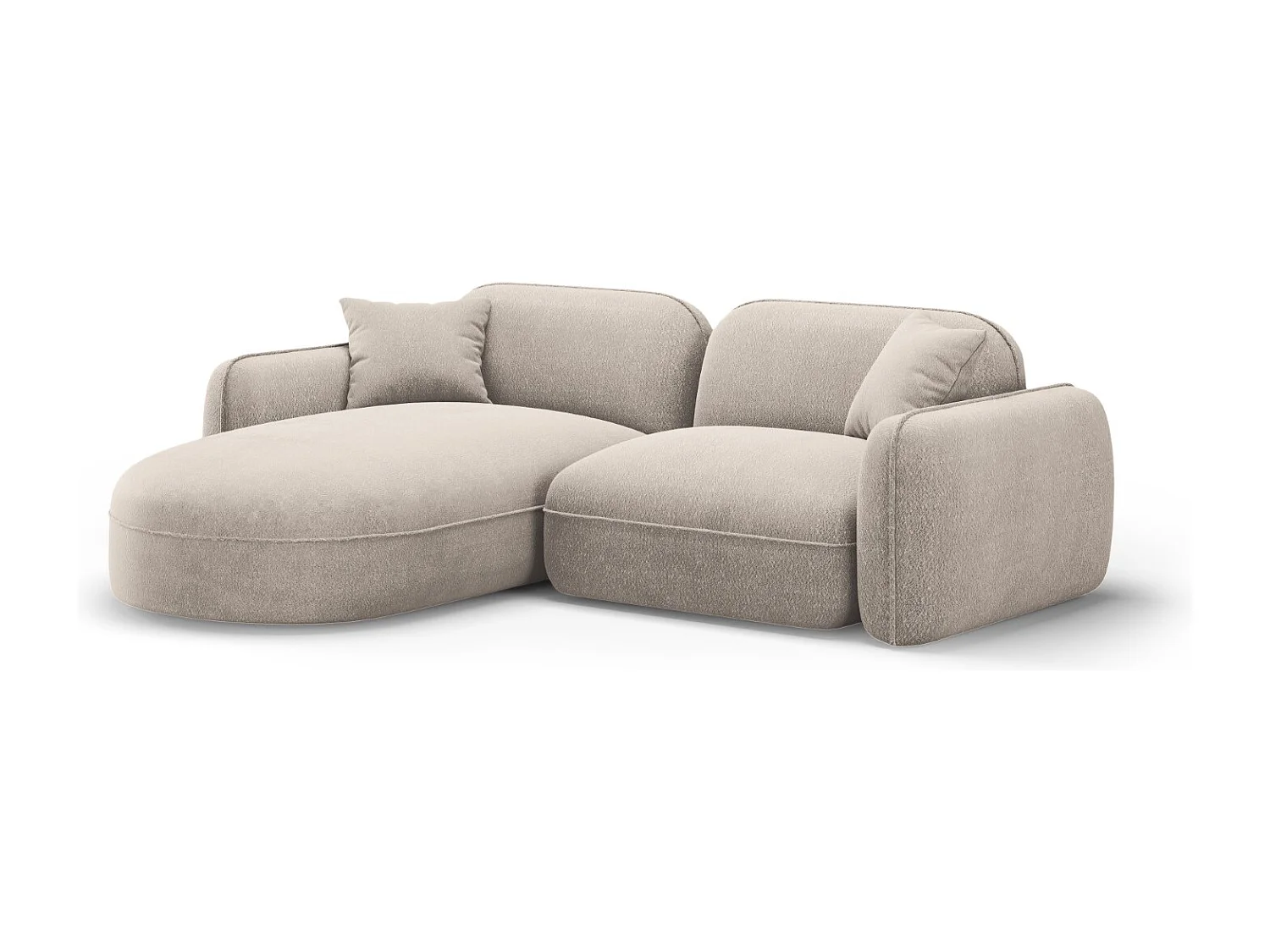 CXL by Christian Lacroix - Sofá modular de canto esquerdo "Lucien" 3 lugares em veludo bege escuro - 230x165x70cm