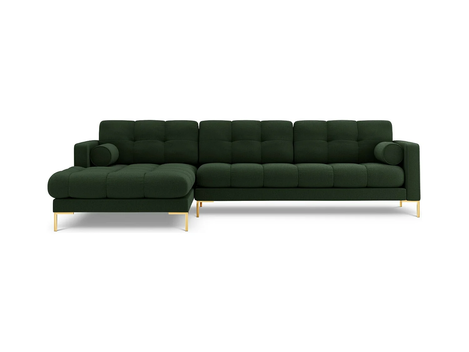 Cosmopolitan Design - Linker hoekbank "Bali" 5 zitplaatsen, Structurele stof, Donkergroen - 293x185x75cm
