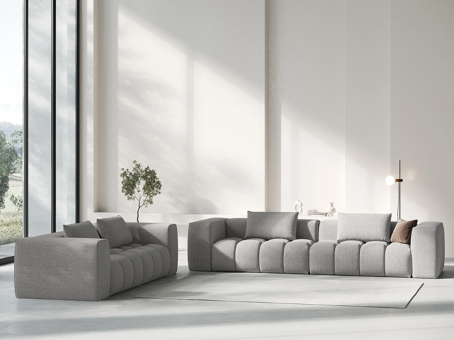 CXL by Christian Lacroix - 5-Sitzer modulares Sofa "Lorella" Sitzer aus strukturiertem Stoff dunkelbeige - 290x85x70cm