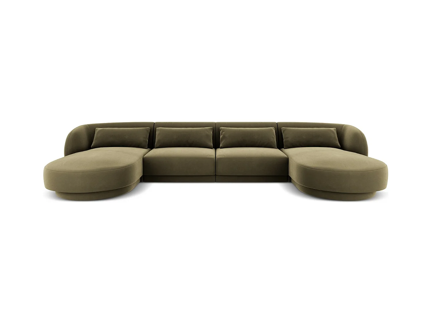 Cosmopolitan Design - Panoramische bank "Tulum" 5 zitplaatsen, Flueel, Groente - 330x156x70cm