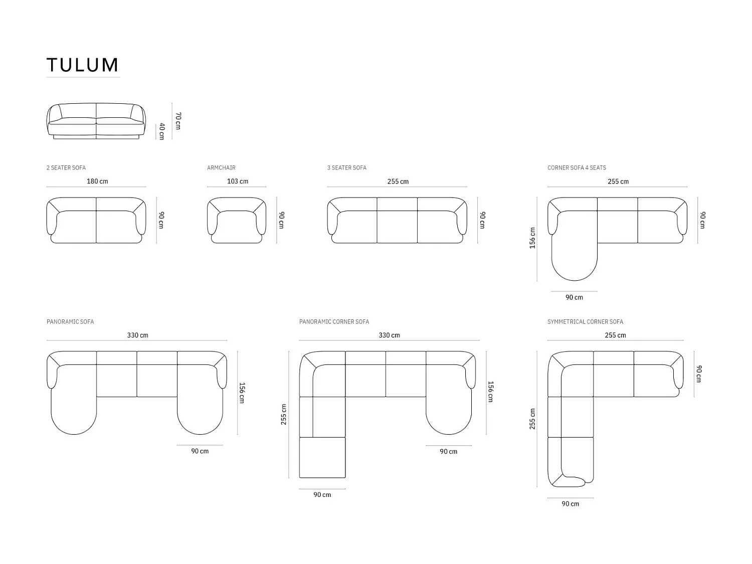 Cosmopolitan Design - Panoramische hoekbank links "Tulum" 6 zitplaatsen, Flueel, Beige - 330x255x70cm