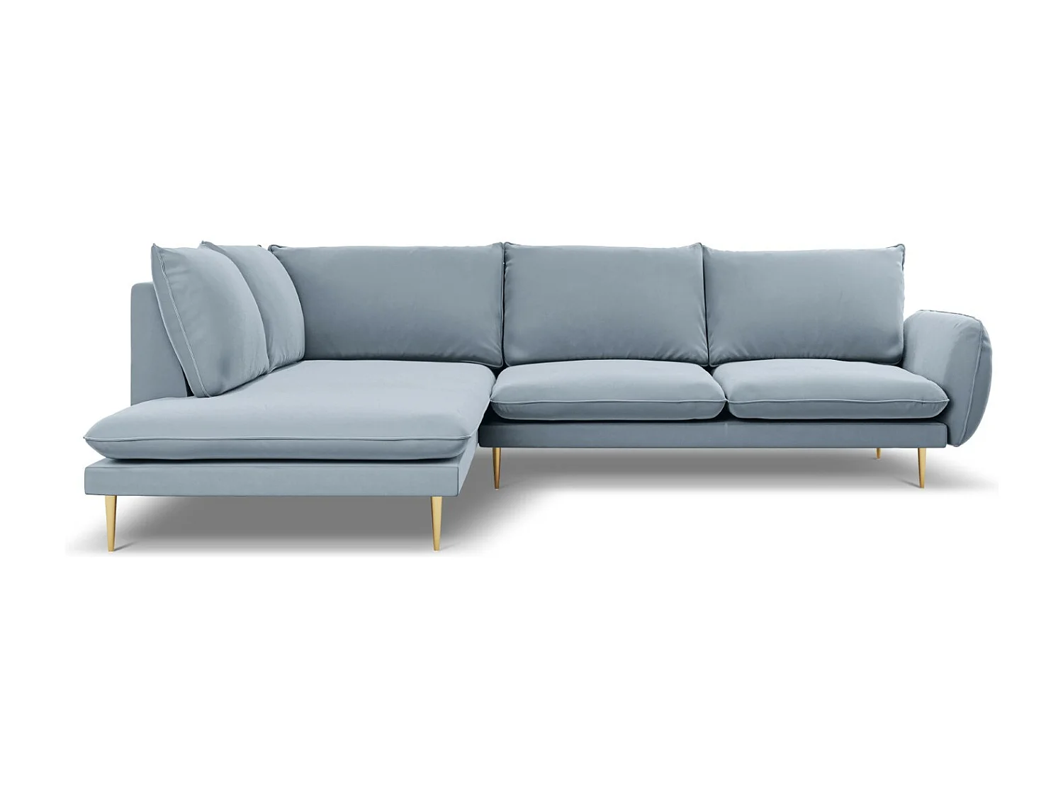 Cosmopolitan Design - Linker hoekbank "Vienna" 6 zitplaatsen, Flueel, Lichtblauw - 275x185x95cm