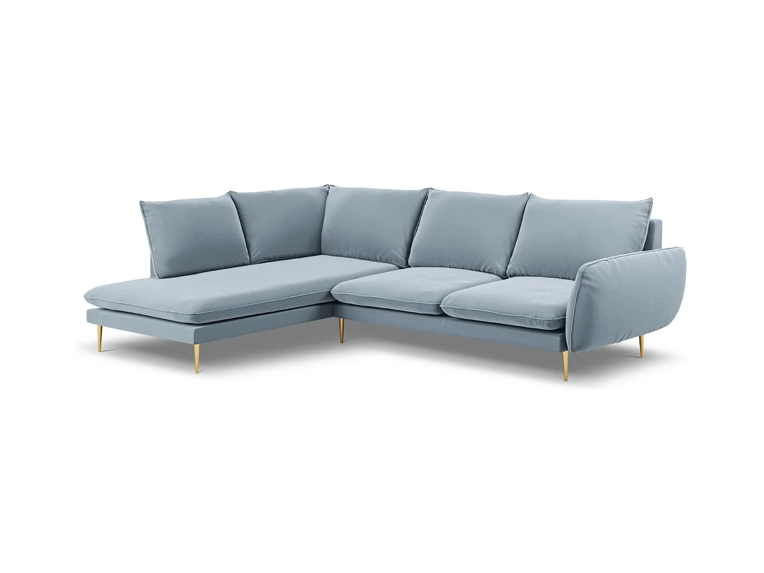 Cosmopolitan Design - Linker hoekbank "Vienna" 6 zitplaatsen, Flueel, Lichtblauw - 275x185x95cm