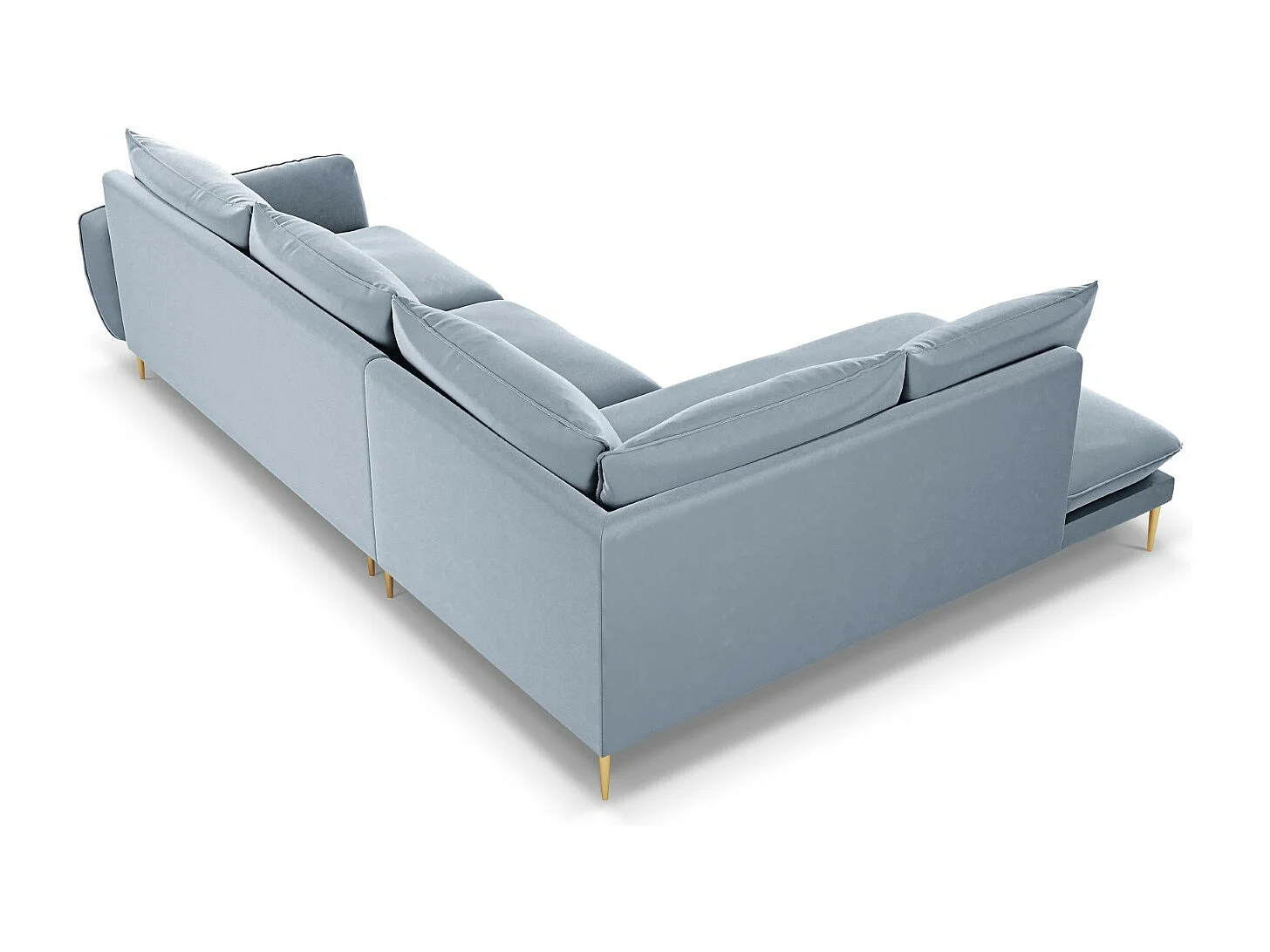 Cosmopolitan Design - Canapé d'angle gauche "Vienna" 6 places en velours bleu clair - 275x185x95cm