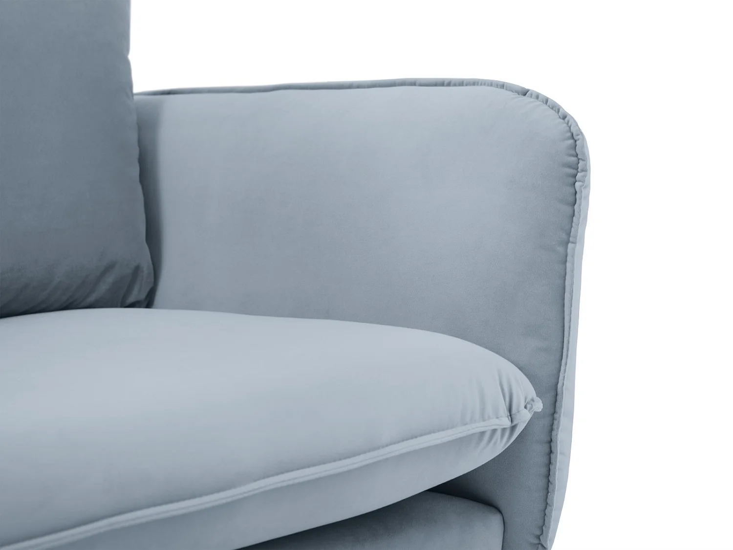 Cosmopolitan Design - Canapé d'angle gauche "Vienna" 6 places en velours bleu clair - 275x185x95cm